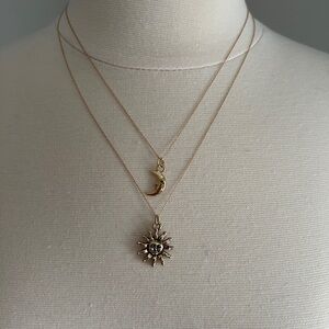Gold Sun and Moon Pendant Necklace
